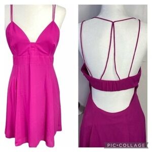 Express Dress Magenta Crisscross Strap Back Knee Length Purple size 10